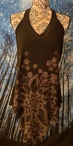 Asymmetric Floral Halter Top, Plus Size